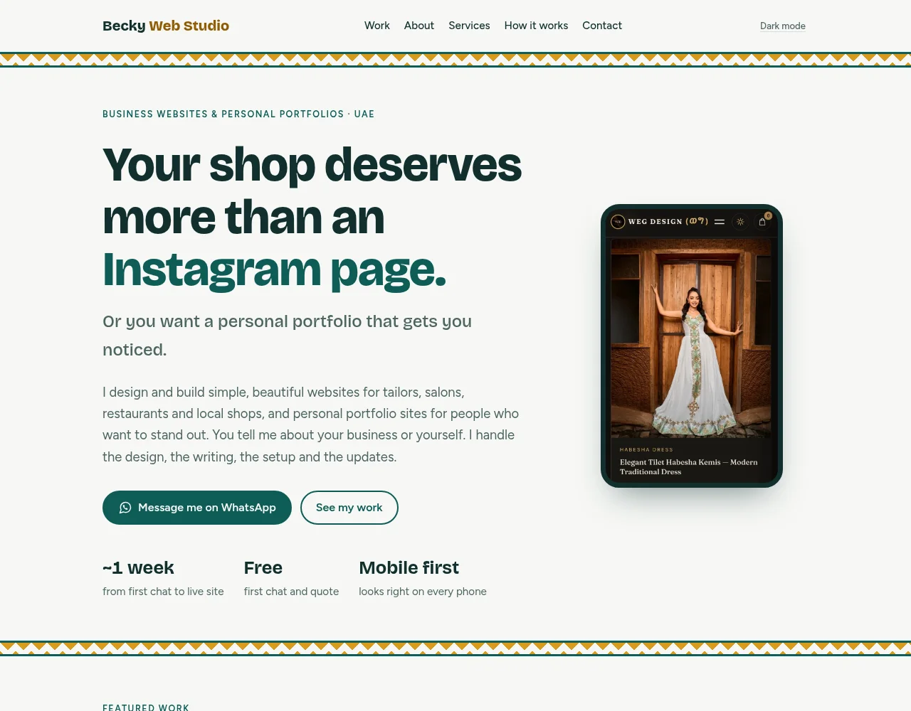 Becky Web Studio — this website itself, an example personal portfolio